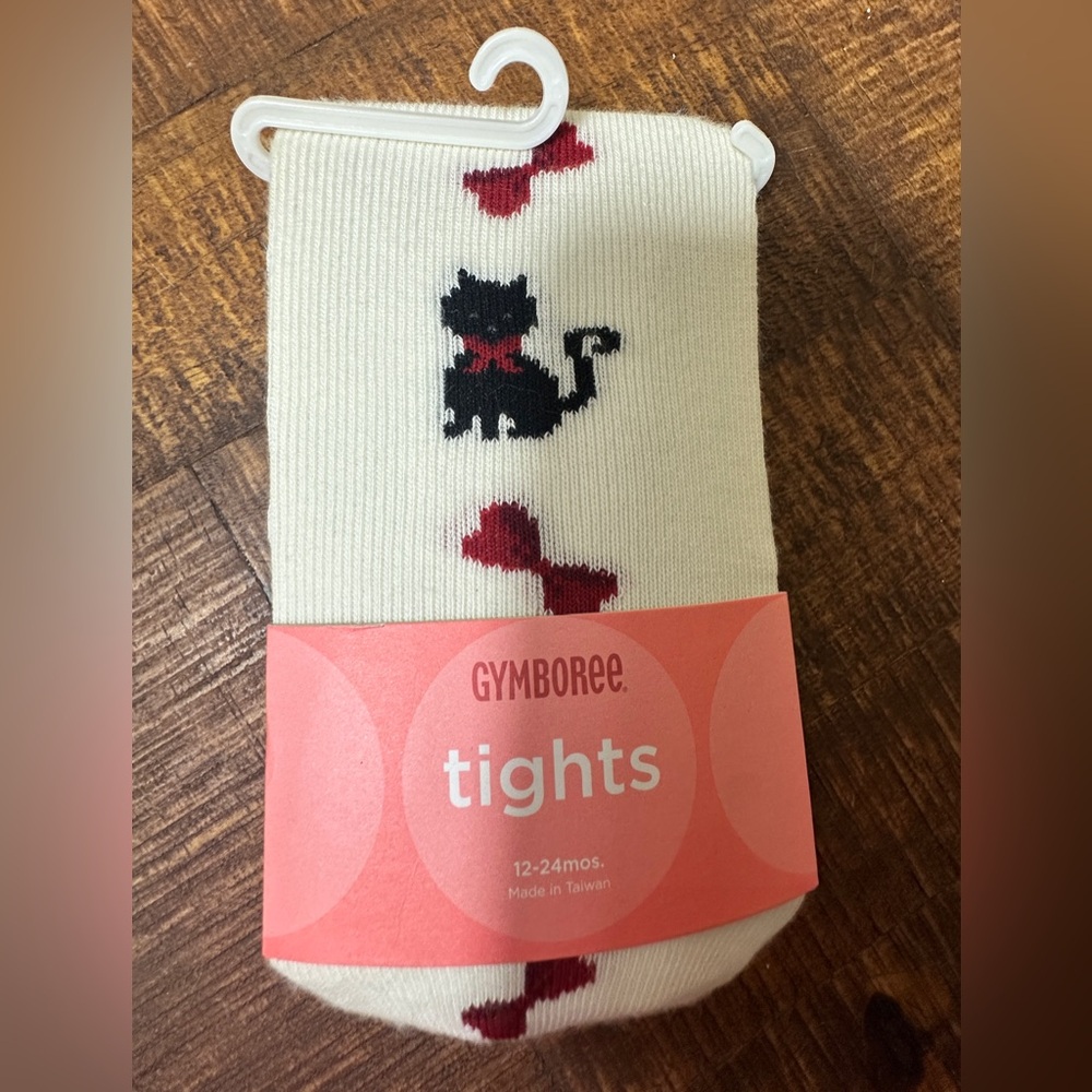 NWT 12-24 months Gymboree Glamour Kitty Black Cat Red Bows White Tights